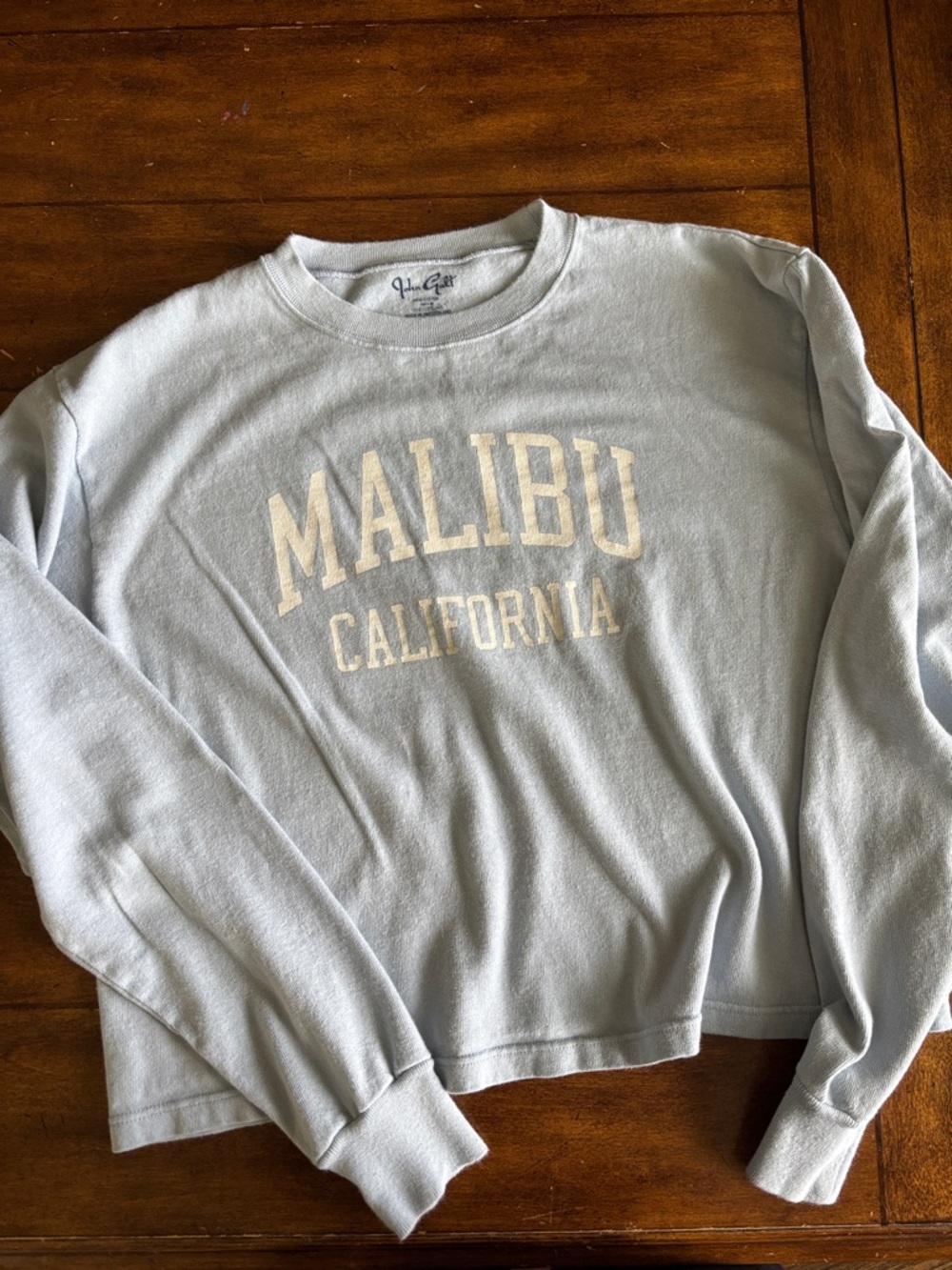 John Galt Pale Blue Crewneck with Malibu Logo Print size large